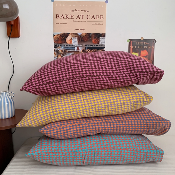 91家纺网 家纺一手货源 找家纺 柚可家居 2024新款21支提花加厚提花单枕套 橙青