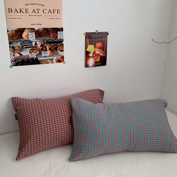 91家纺网 家纺一手货源 找家纺 柚可家居 2024新款21支提花加厚提花单枕套 橙青