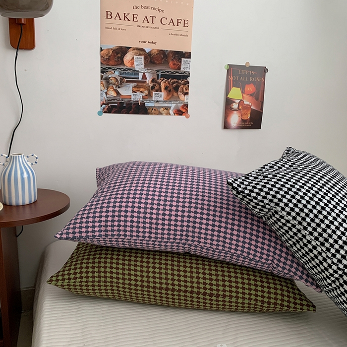 91家纺网 家纺一手货源 找家纺 柚可家居 2024新款21支提花加厚提花单枕套 粉灰