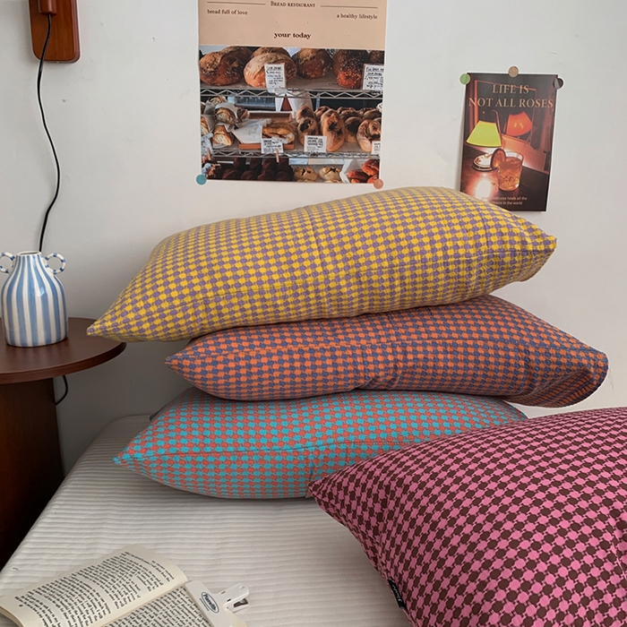 91家纺网 家纺一手货源 找家纺 柚可家居 2024新款21支提花加厚提花单枕套 巧粉