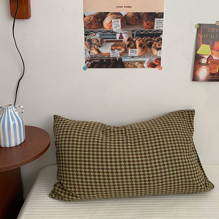 柚可家居 2024新款21支提花加厚提花单枕套 巧绿