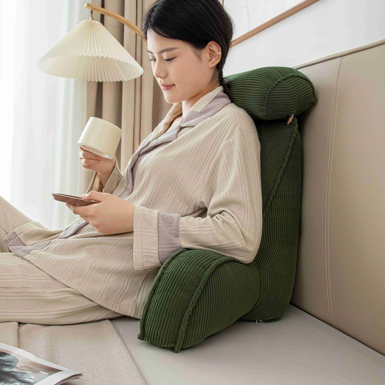 91家纺网 家纺一手货源 找家纺 （总）沐沐家纺 2026新款灯芯绒护腰靠背