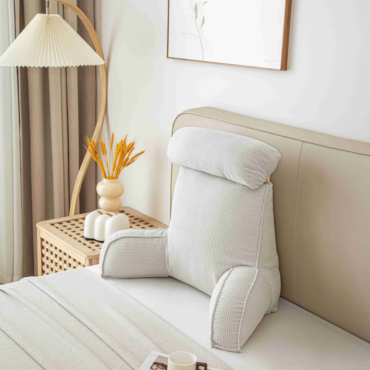 91家纺网 家纺一手货源 找家纺 沐沐家纺 2026新款灯芯绒护腰靠背 灰色