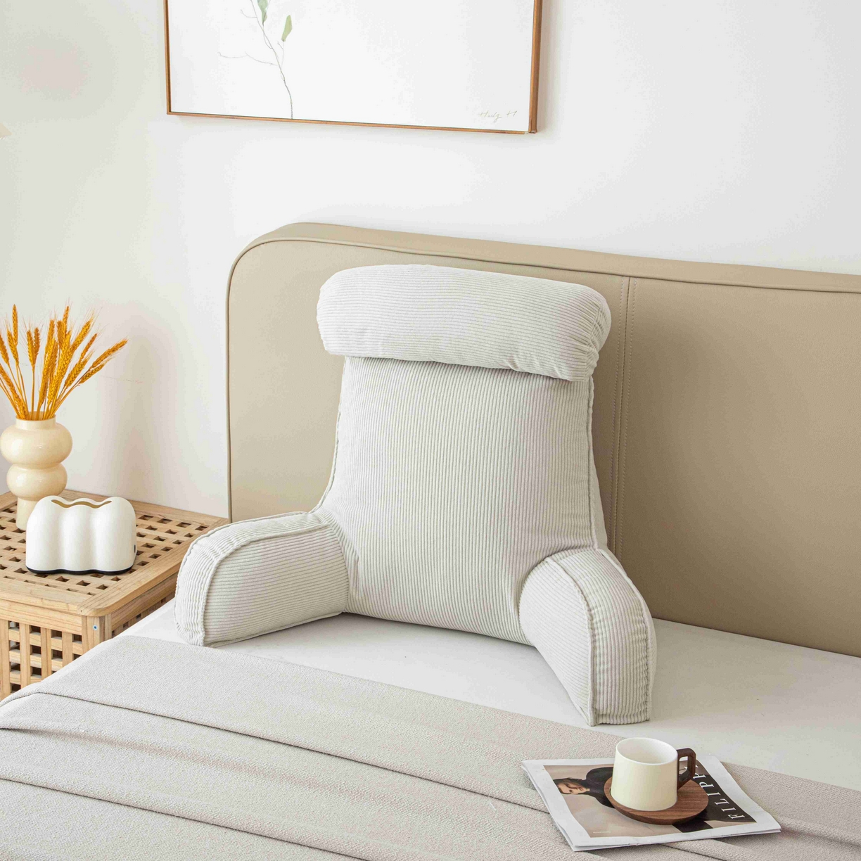 91家纺网 家纺一手货源 找家纺 沐沐家纺 2026新款灯芯绒护腰靠背 灰色