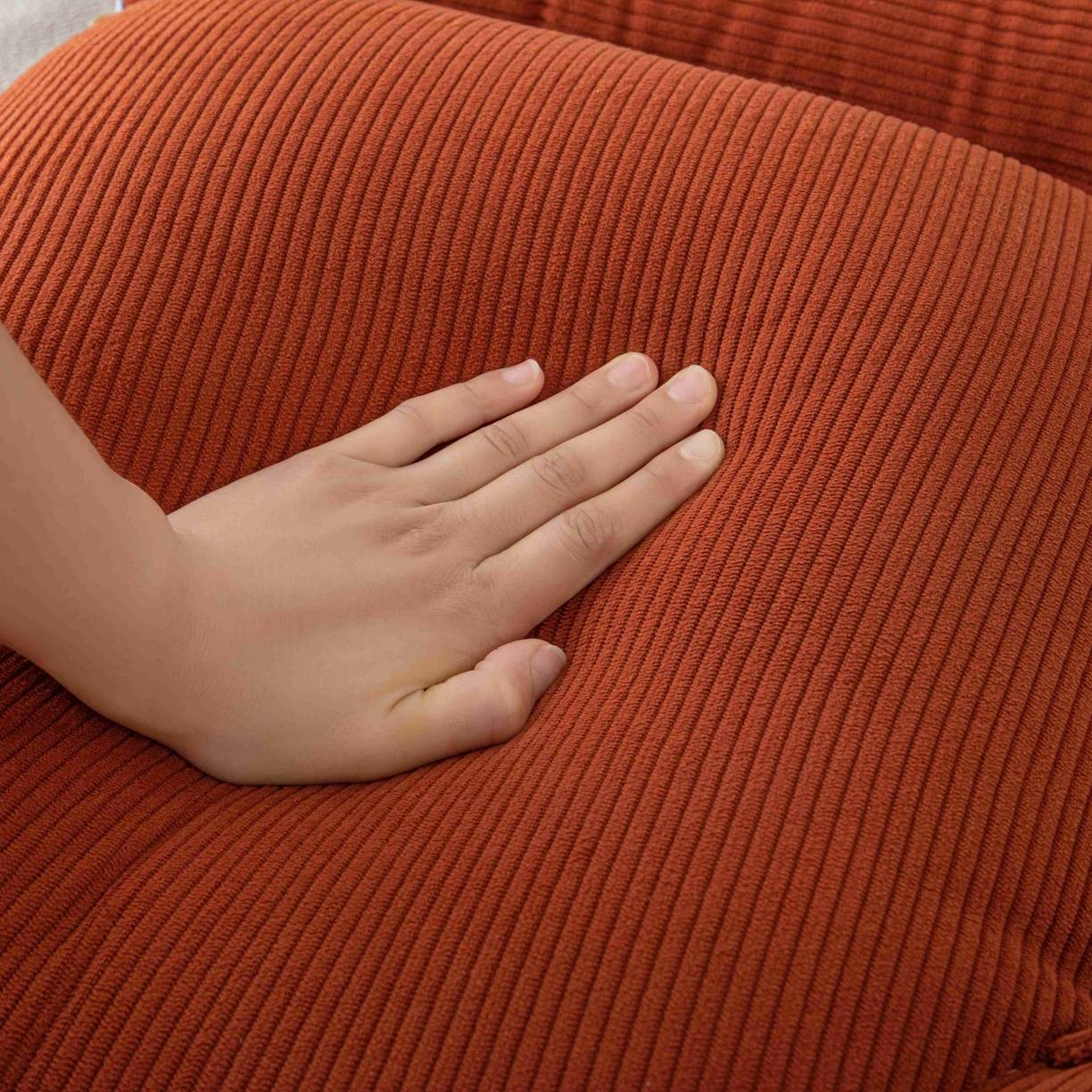 91家纺网 家纺一手货源 找家纺 沐沐家纺 2026新款灯芯绒护腰靠背 橘红色