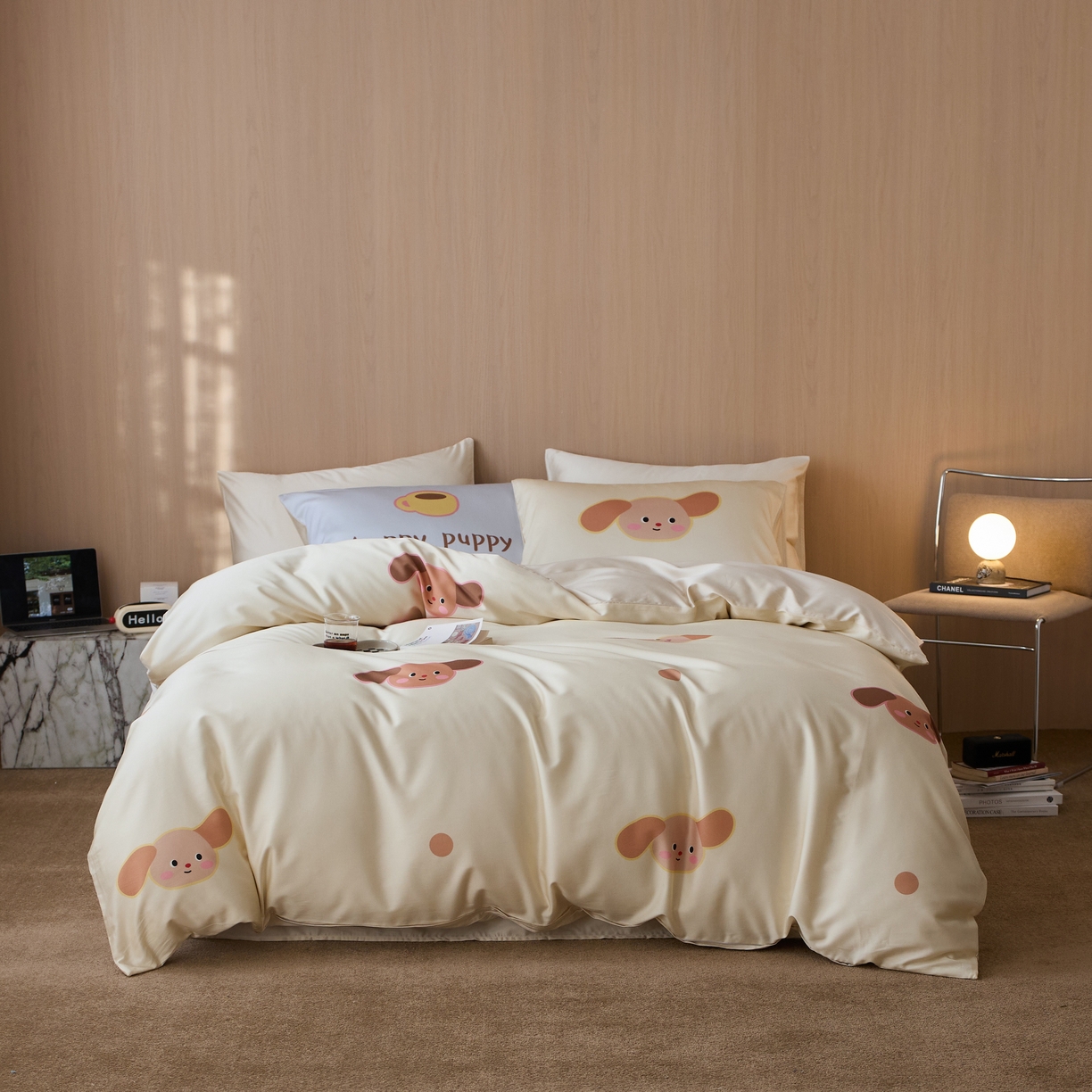 91家纺网 家纺一手货源 找家纺 安莱生活2025春夏新款天丝棉四件套 Baby狗