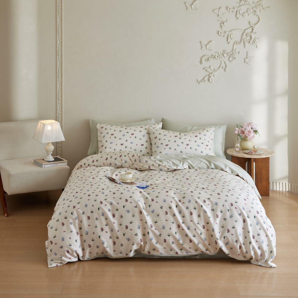 91家纺网 家纺一手货源 找家纺 安莱生活2025春夏新款天丝棉四件套 铃兰花语