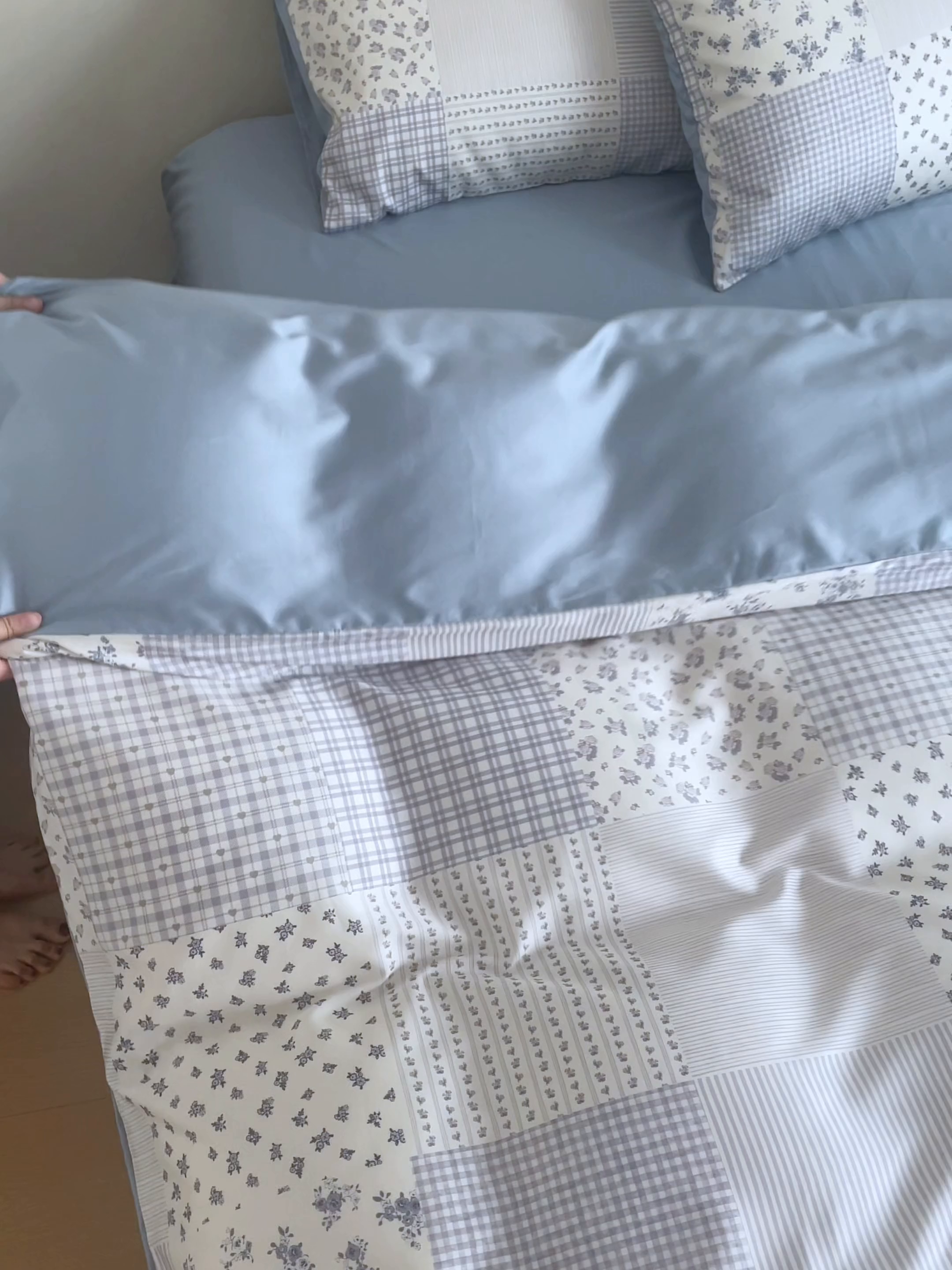 91家纺网 家纺一手货源 找家纺 安莱生活2025春夏新款天丝棉四件套 百家布蓝