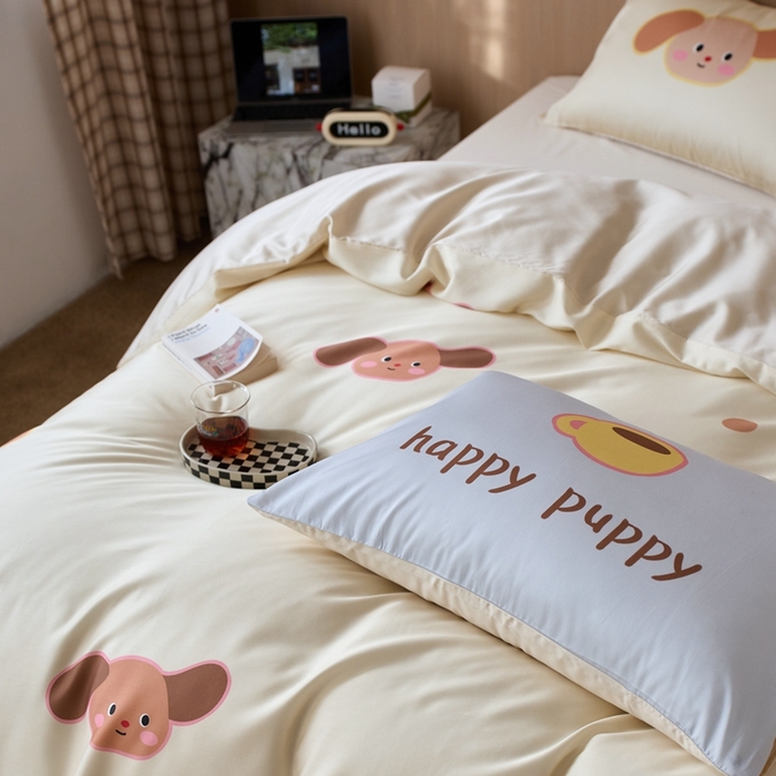 91家纺网 家纺一手货源 找家纺 安莱生活2025春夏新款天丝棉四件套 Baby狗