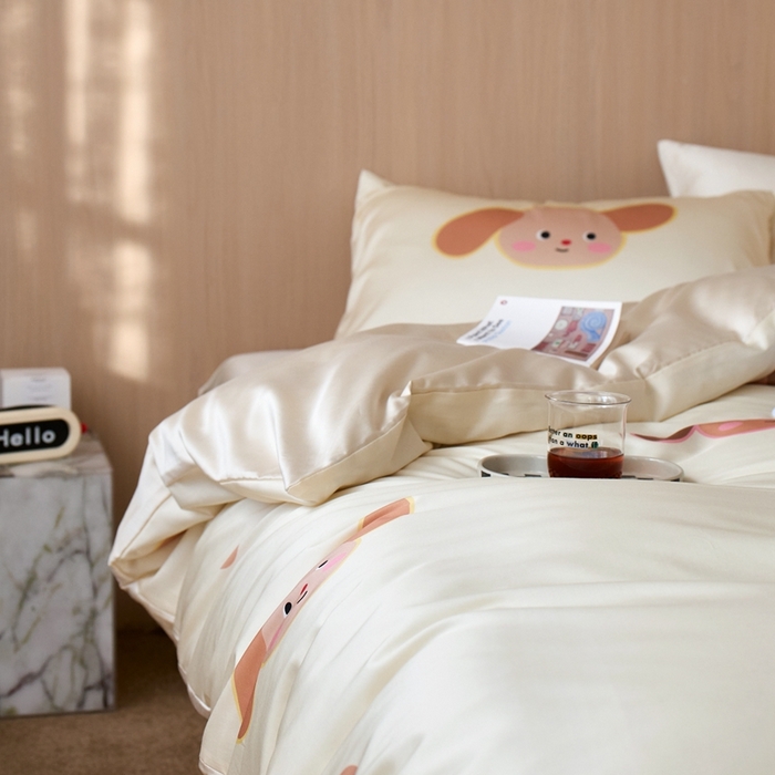 91家纺网 家纺一手货源 找家纺 安莱生活2025春夏新款天丝棉四件套 Baby狗