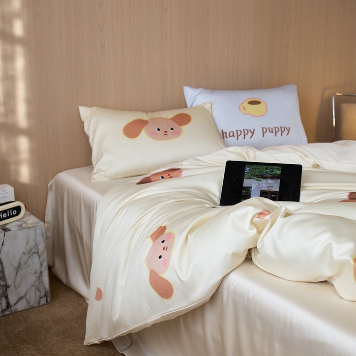 91家纺网 家纺一手货源 找家纺 安莱生活2025春夏新款天丝棉四件套 Baby狗