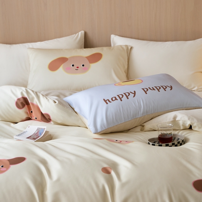 91家纺网 家纺一手货源 找家纺 安莱生活2025春夏新款天丝棉四件套 Baby狗