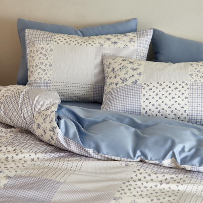 91家纺网 家纺一手货源 找家纺 安莱生活2025春夏新款天丝棉四件套 百家布蓝