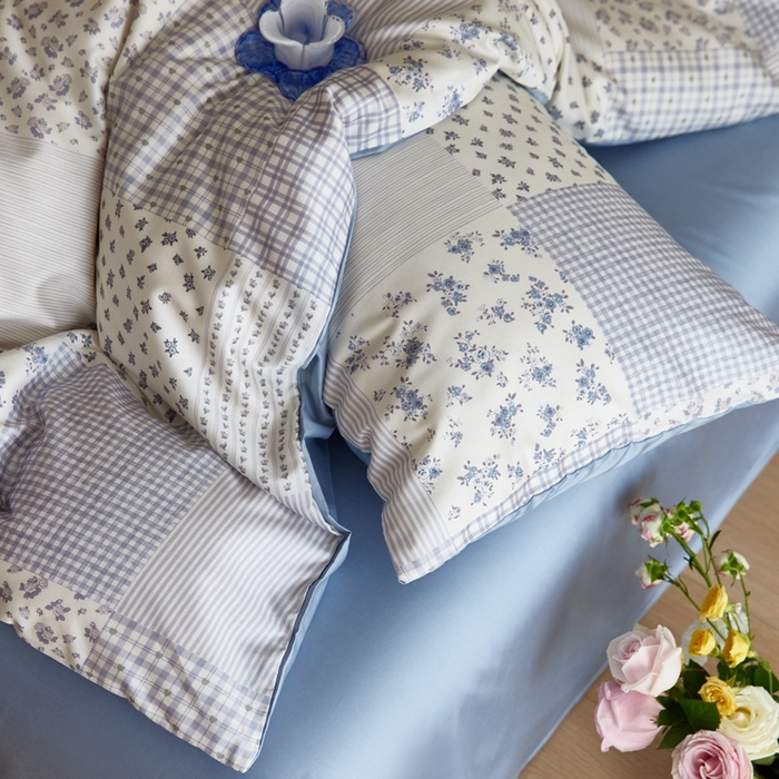 91家纺网 家纺一手货源 找家纺 安莱生活2025春夏新款天丝棉四件套 百家布蓝