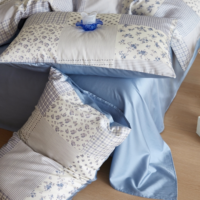 91家纺网 家纺一手货源 找家纺 安莱生活2025春夏新款天丝棉四件套 百家布蓝