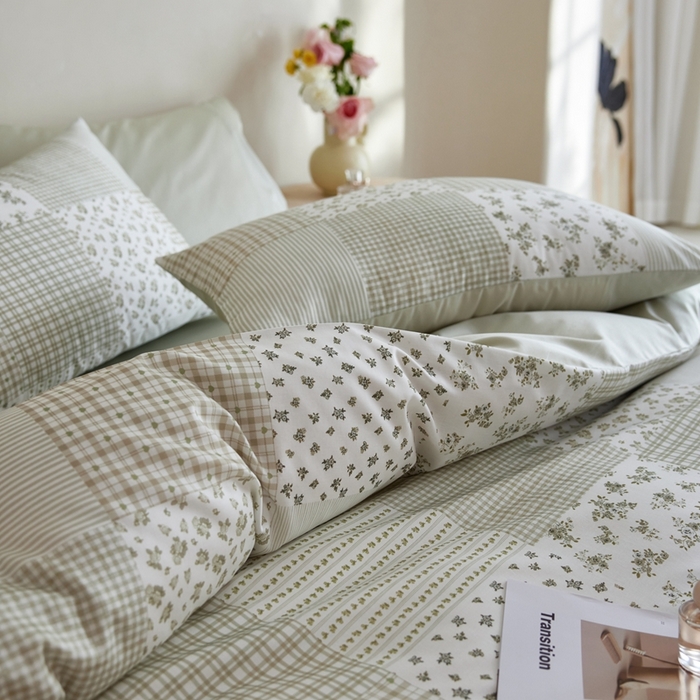 91家纺网 家纺一手货源 找家纺 安莱生活2025春夏新款天丝棉四件套 百家布绿