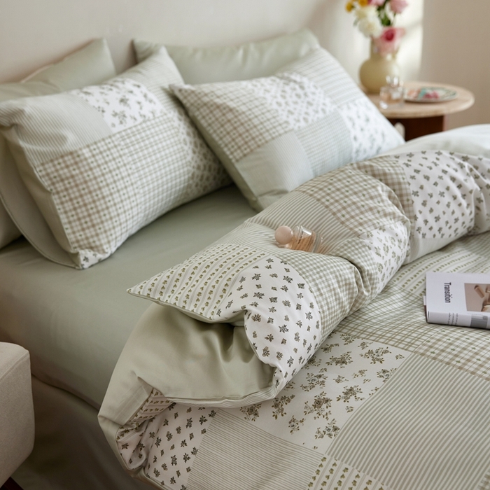 安莱生活2025春夏新款天丝棉四件套 百家布绿