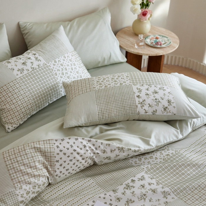 91家纺网 家纺一手货源 找家纺 安莱生活2025春夏新款天丝棉四件套 百家布绿