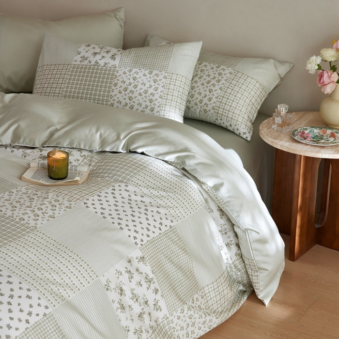 91家纺网 家纺一手货源 找家纺 安莱生活2025春夏新款天丝棉四件套 百家布绿