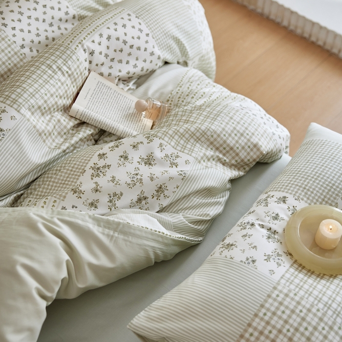 91家纺网 家纺一手货源 找家纺 安莱生活2025春夏新款天丝棉四件套 百家布绿