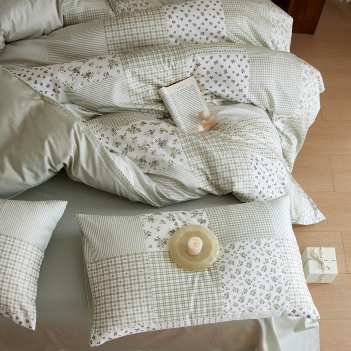 91家纺网 家纺一手货源 找家纺 安莱生活2025春夏新款天丝棉四件套 百家布绿