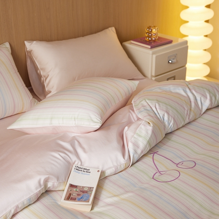 91家纺网 家纺一手货源 找家纺 安莱生活2025春夏新款天丝棉四件套 彩色樱桃