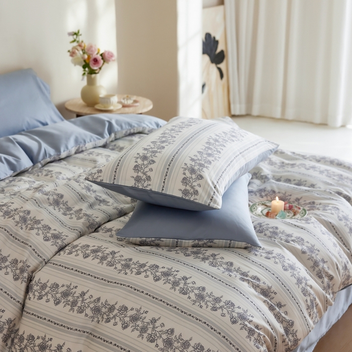 91家纺网 家纺一手货源 找家纺 安莱生活2025春夏新款天丝棉四件套 法尔斯庄园蓝