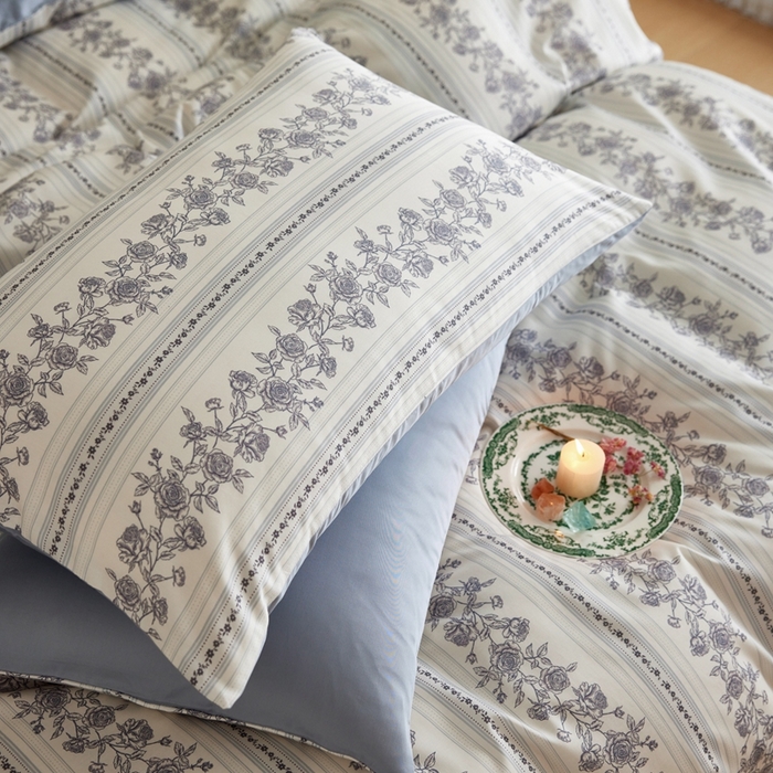 91家纺网 家纺一手货源 找家纺 安莱生活2025春夏新款天丝棉四件套 法尔斯庄园蓝