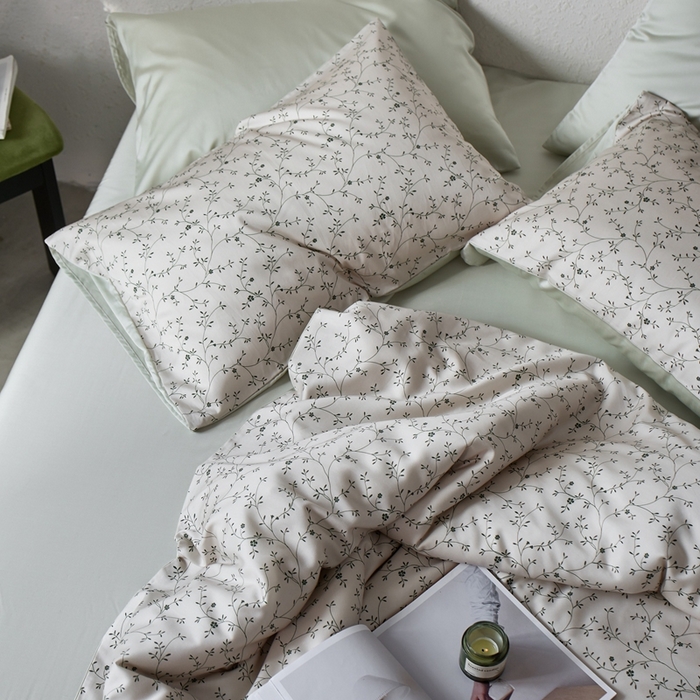 91家纺网 家纺一手货源 找家纺 安莱生活2025春夏新款天丝棉四件套 花开半夏-绿