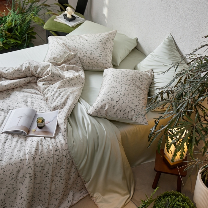 91家纺网 家纺一手货源 找家纺 安莱生活2025春夏新款天丝棉四件套 花开半夏-绿