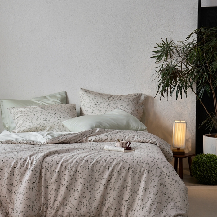 91家纺网 家纺一手货源 找家纺 安莱生活2025春夏新款天丝棉四件套 花开半夏-绿