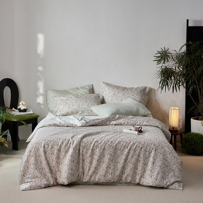 91家纺网 家纺一手货源 找家纺 安莱生活2025春夏新款天丝棉四件套 花开半夏-绿