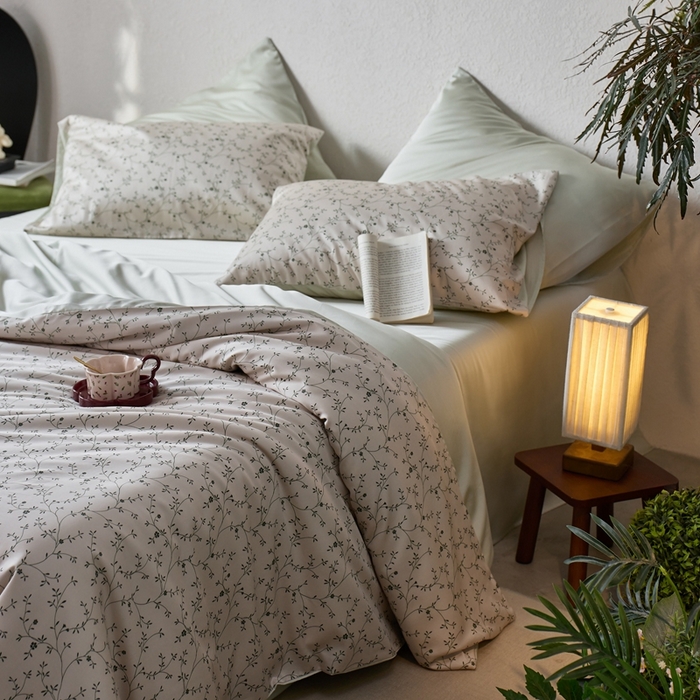 安莱生活2025春夏新款天丝棉四件套 花开半夏-绿