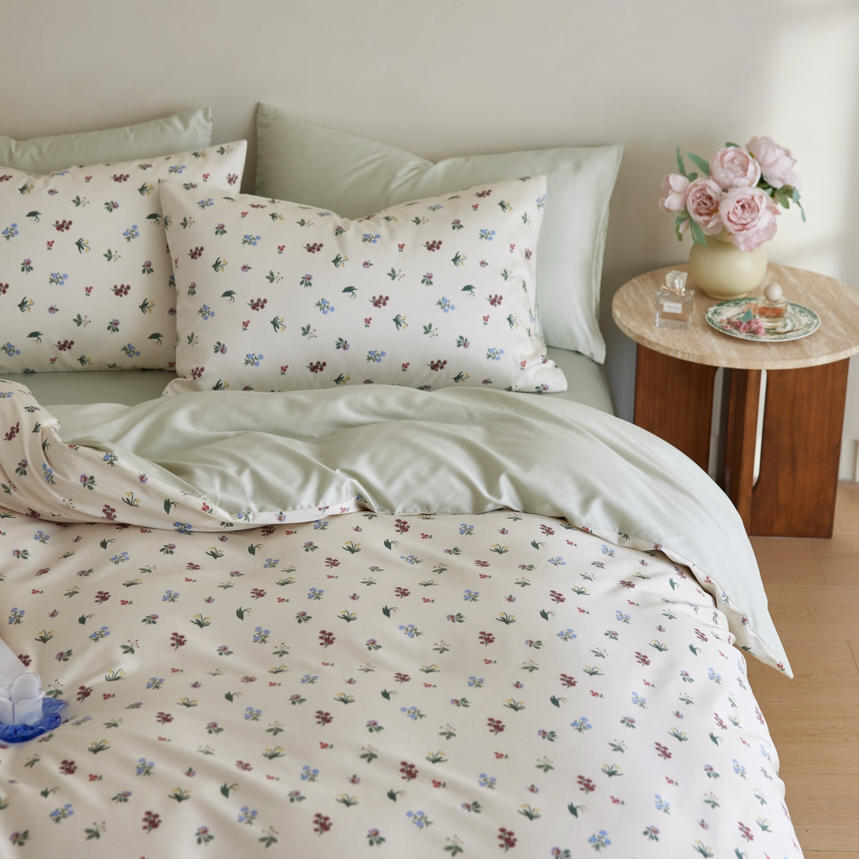 91家纺网 家纺一手货源 找家纺 安莱生活2025春夏新款天丝棉四件套 铃兰花语