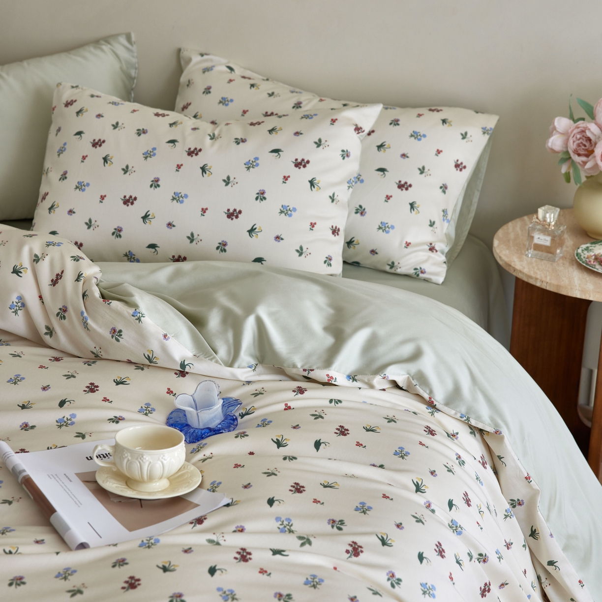 91家纺网 家纺一手货源 找家纺 安莱生活2025春夏新款天丝棉四件套 铃兰花语