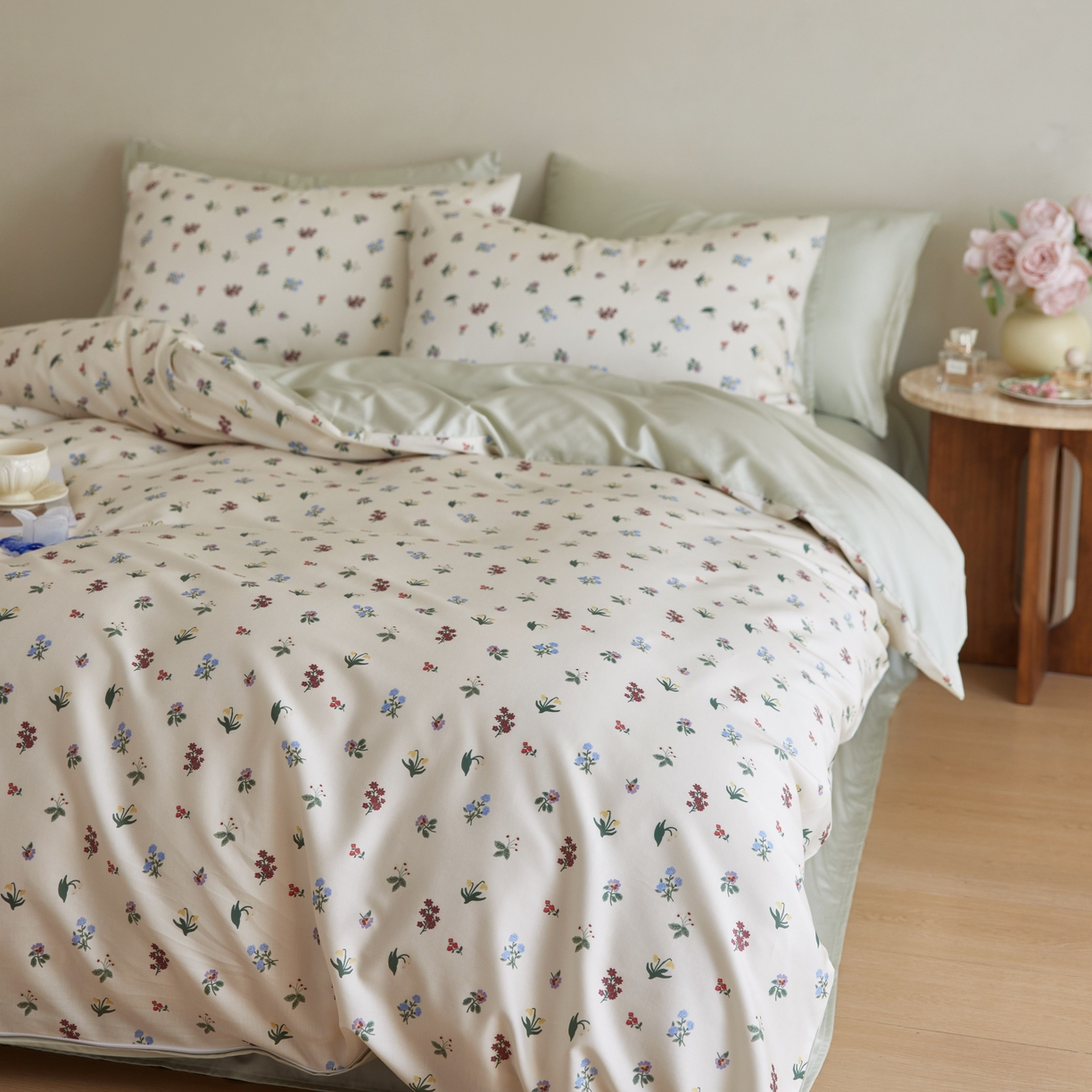 91家纺网 家纺一手货源 找家纺 安莱生活2025春夏新款天丝棉四件套 铃兰花语