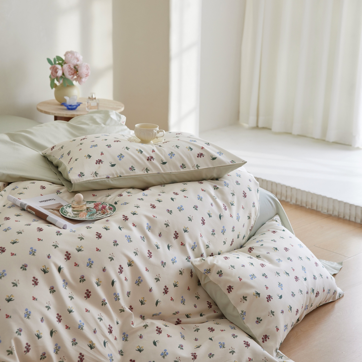 91家纺网 家纺一手货源 找家纺 安莱生活2025春夏新款天丝棉四件套 铃兰花语