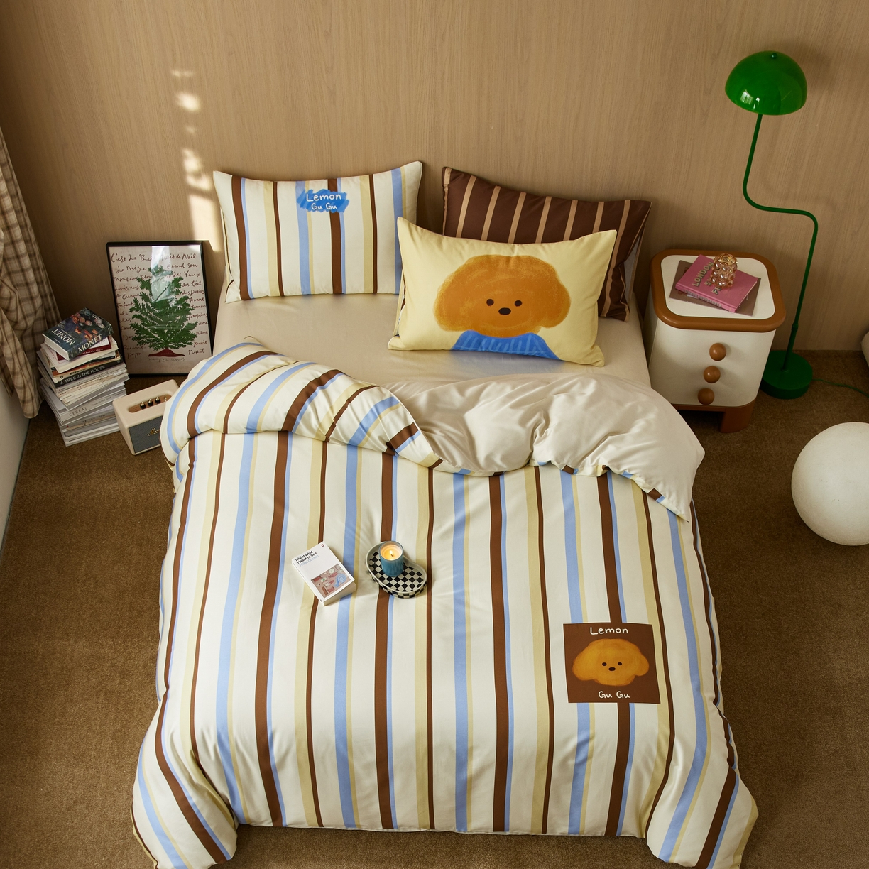 91家纺网 家纺一手货源 找家纺 安莱生活2025春夏新款天丝棉四件套 巧乐兹熊