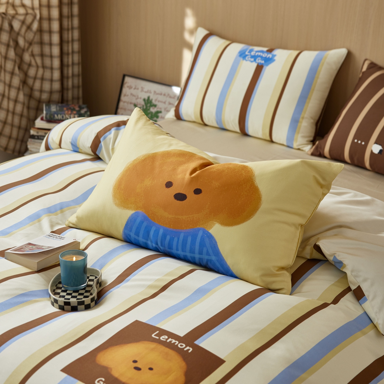 91家纺网 家纺一手货源 找家纺 安莱生活2025春夏新款天丝棉四件套 巧乐兹熊