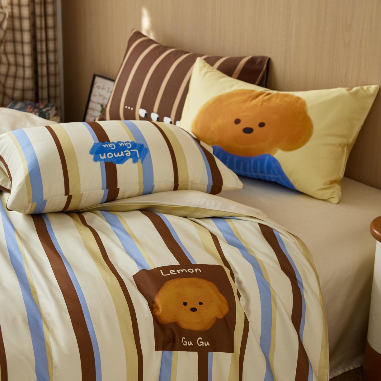 91家纺网 家纺一手货源 找家纺 安莱生活2025春夏新款天丝棉四件套 巧乐兹熊