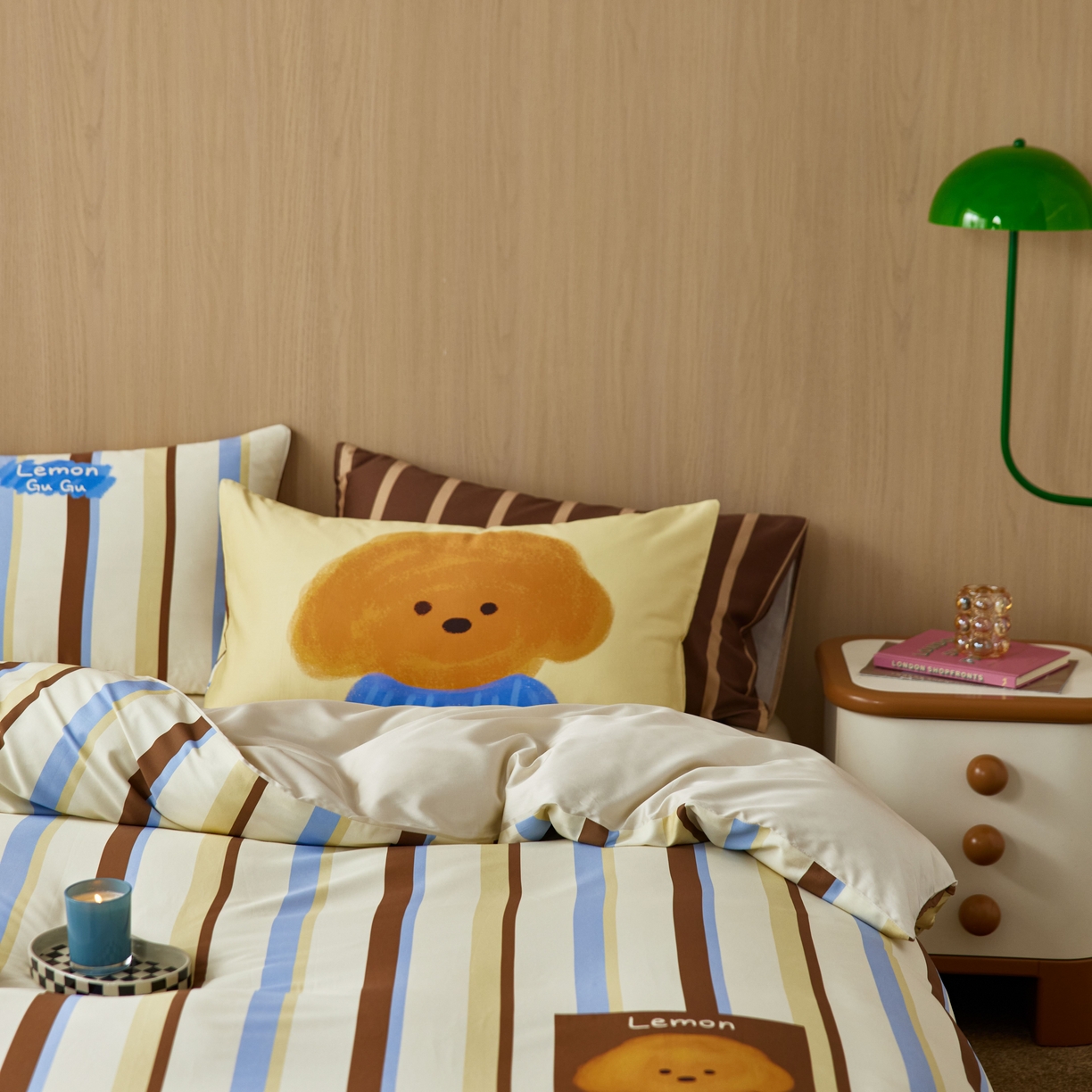 91家纺网 家纺一手货源 找家纺 安莱生活2025春夏新款天丝棉四件套 巧乐兹熊