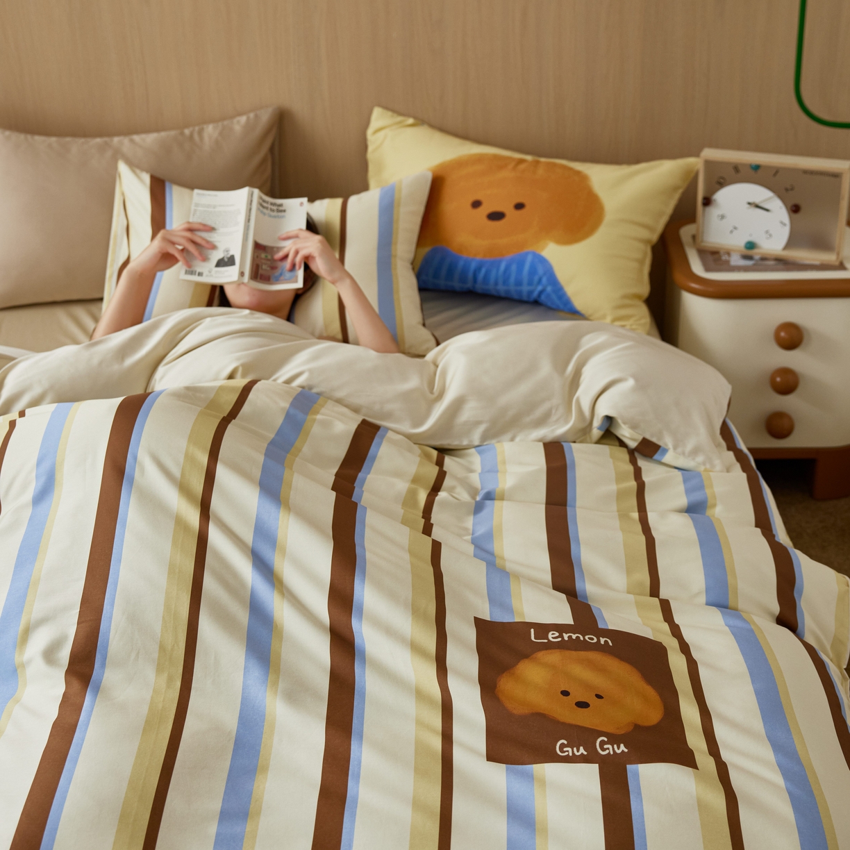 91家纺网 家纺一手货源 找家纺 安莱生活2025春夏新款天丝棉四件套 巧乐兹熊