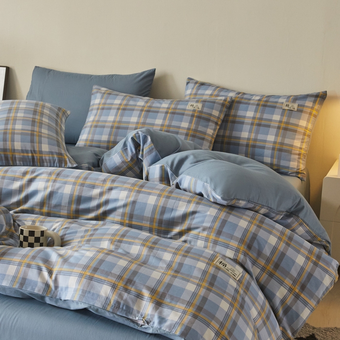 91家纺网 家纺一手货源 找家纺 莱通家纺 2025新款纯色双拼四件套 巴洛克