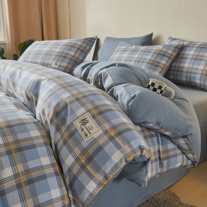 91家纺网 家纺一手货源 找家纺 莱通家纺 2025新款纯色双拼四件套 巴洛克