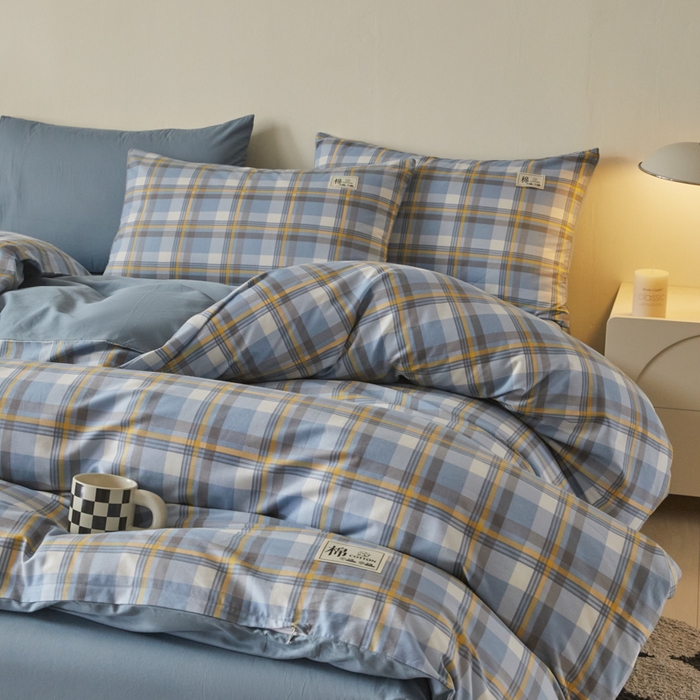 91家纺网 家纺一手货源 找家纺 莱通家纺 2025新款纯色双拼四件套 巴洛克