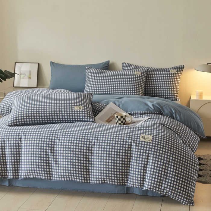 91家纺网 家纺一手货源 找家纺 莱通家纺 2025新款纯色双拼四件套 漫时光