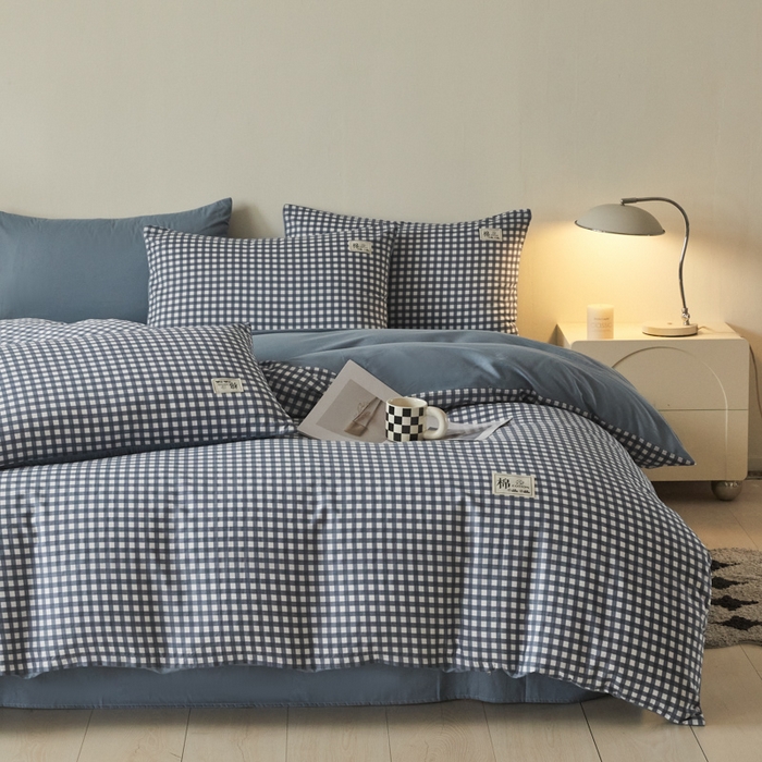 91家纺网 家纺一手货源 找家纺 莱通家纺 2025新款纯色双拼四件套 漫时光