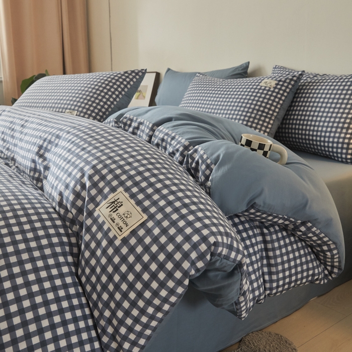 91家纺网 家纺一手货源 找家纺 莱通家纺 2025新款纯色双拼四件套 漫时光