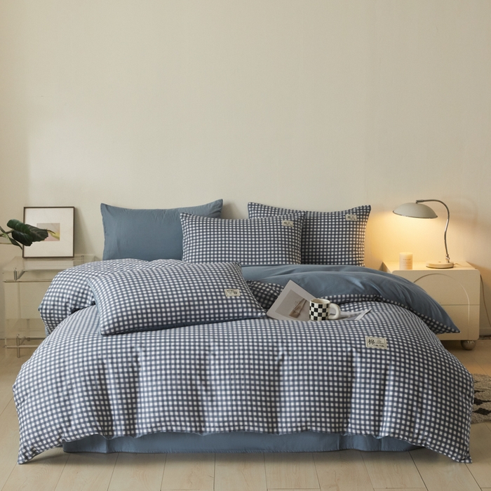 91家纺网 家纺一手货源 找家纺 莱通家纺 2025新款纯色双拼四件套 漫时光