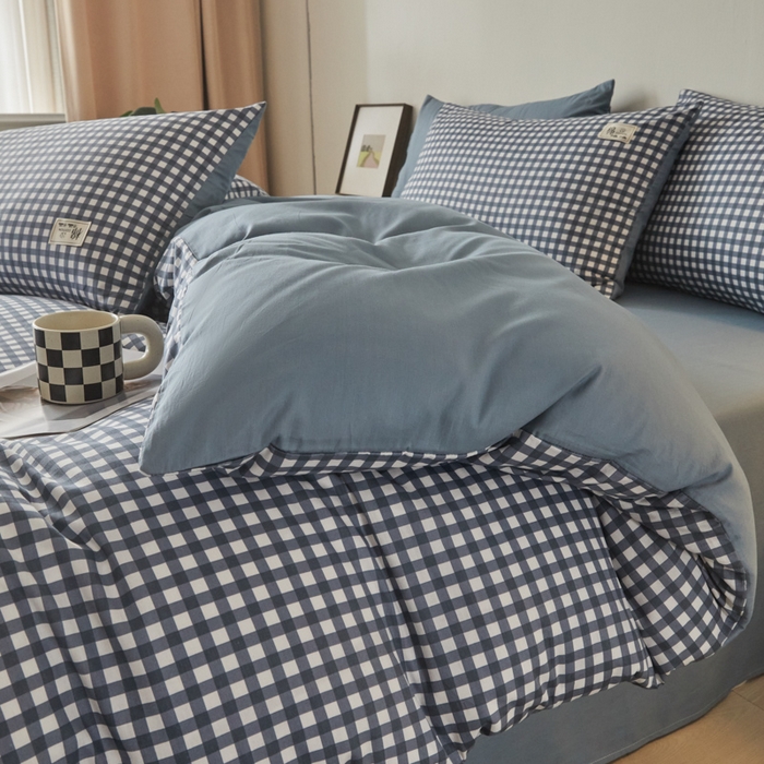 91家纺网 家纺一手货源 找家纺 莱通家纺 2025新款纯色双拼四件套 漫时光